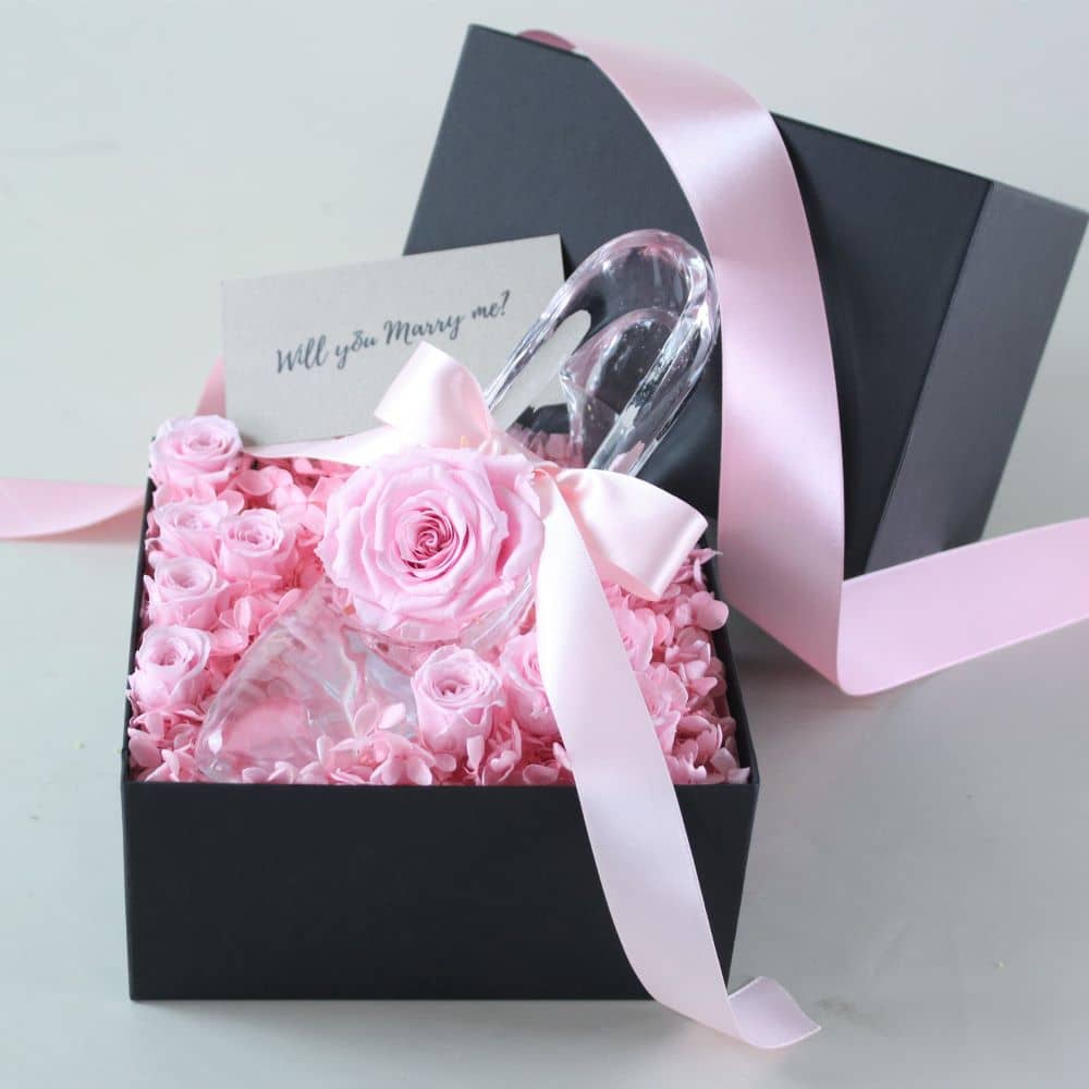 光輝くガラスの靴プリザーブドピンク